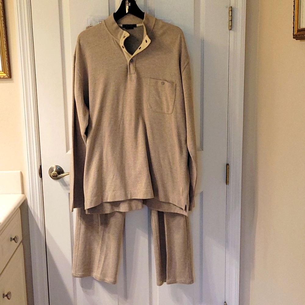 Mens Zenga Sport Lounge top and pants, XL,  Tan